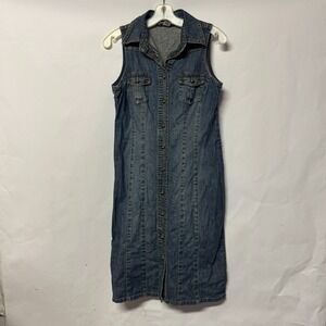Harold's vintage blue jean dress 100% Cotton Button up front 6‎ Y2K 90s
